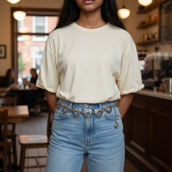 Boho Concho Belt 6 Hearts Eye-Popping Design - Picture 2 of 10